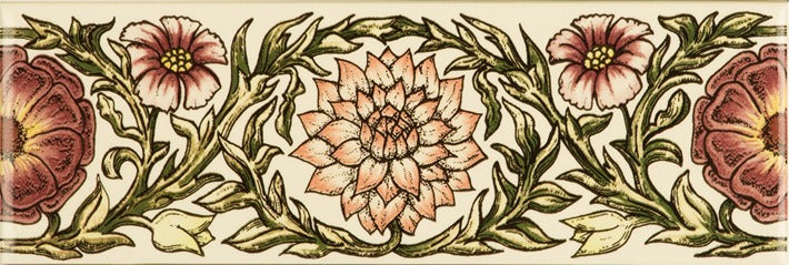 Original Style Artworks Knot Garden Pink Classical Decorative Border on County White-