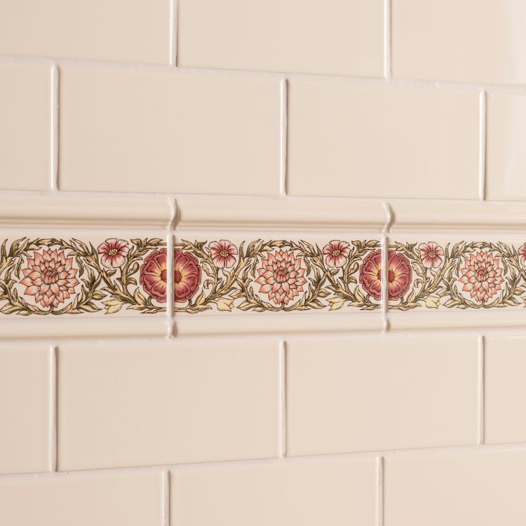 Original Style Artworks Knot Garden Pink Classical Decorative Border on County White-