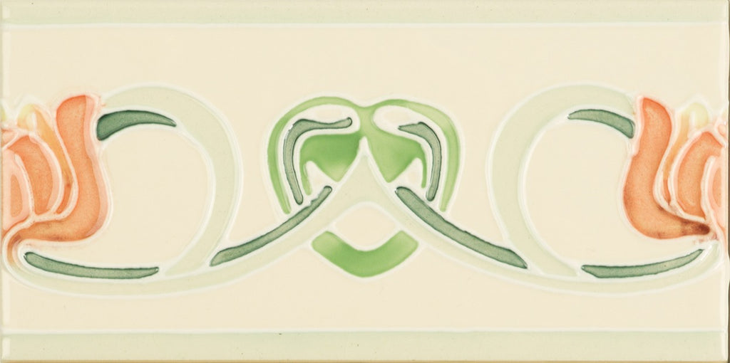 Original Style Artworks Lotus Tube-Lined Border Tile on County White-