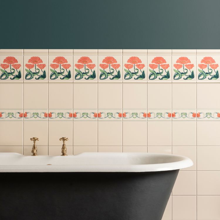 Original Style Artworks Moulin Rouge Tube-Lined Single Tile on County White-