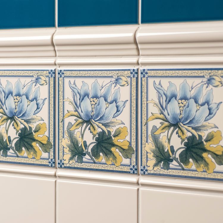 Original Style Artworks Peony Single Tile on County White-