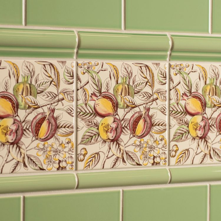 Original Style Artworks Pomegranate Continuous Pattern on County White-