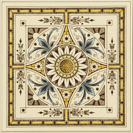 Original Style Artworks Symmetrical Classical Pattern Single Tile on County White-
