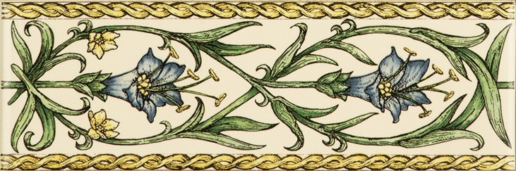 Original Style Artworks Trumpet Gentian Classical Border on County White-Blue-IM-0000499