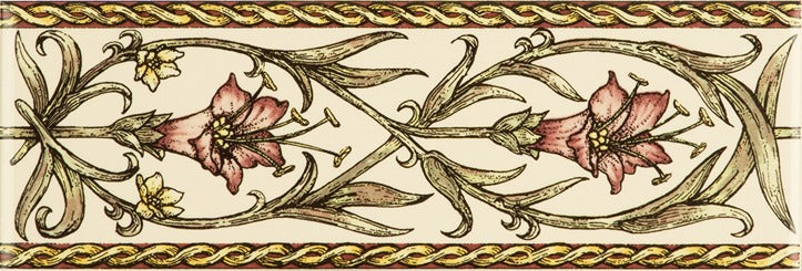 Original Style Artworks Trumpet Gentian Classical Border on County White-Pink-IM-0016796