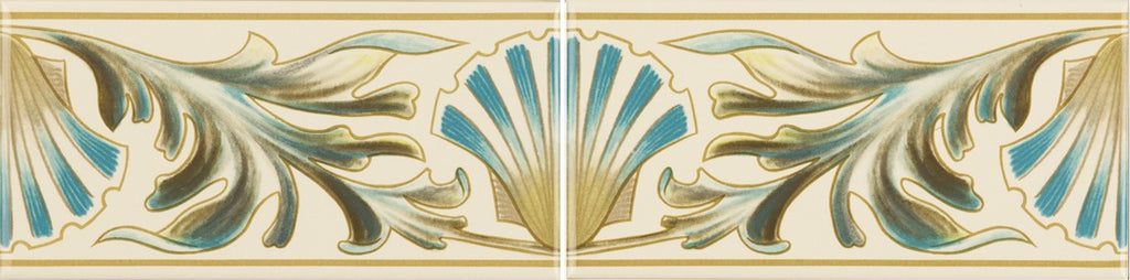 Original Style Artworks W B Simpson Shell Frieze 2-Tile Set on County White-