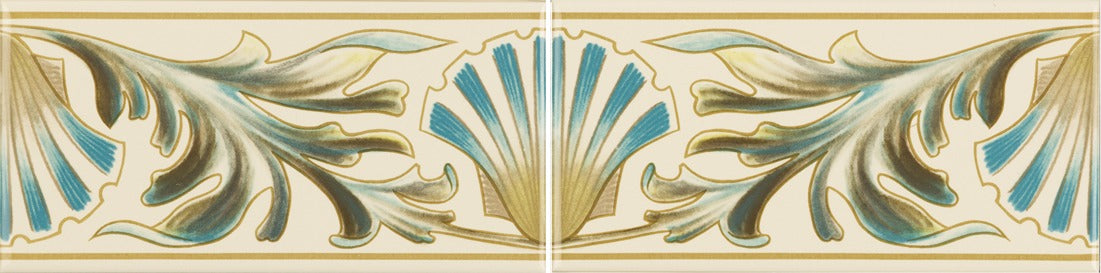 Original Style Artworks W B Simpson Shell Frieze 2-Tile Set on County White-