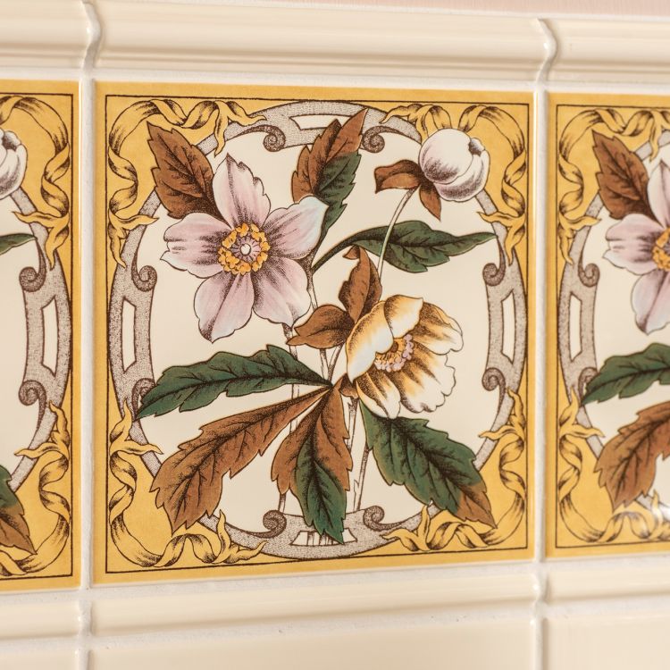 Original Style Artworks Windflower Single Tile on County White-