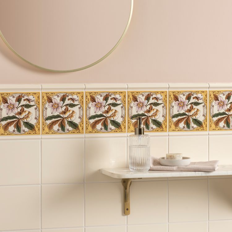 Original Style Artworks Windflower Single Tile on County White-