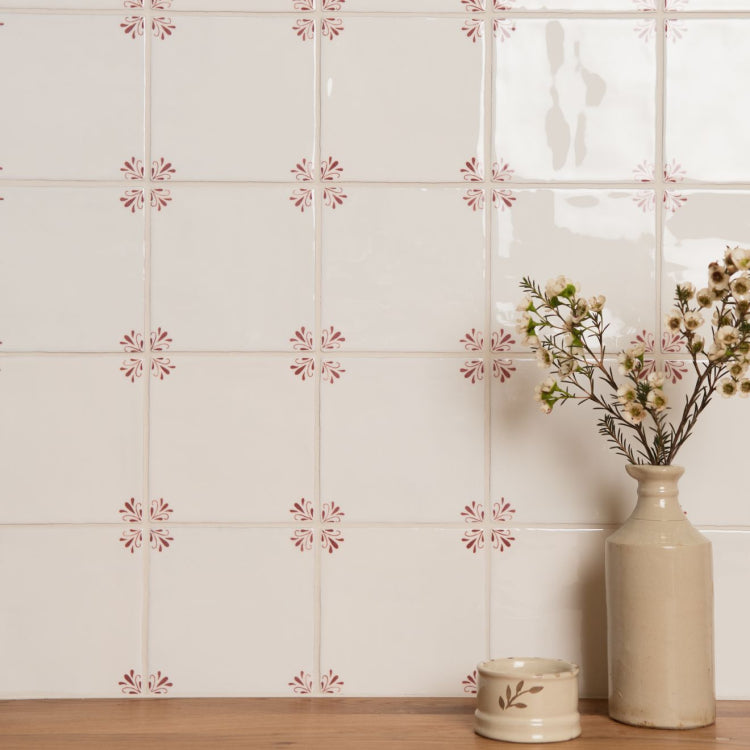 Original Style Country Delft Ada Burgundy Ceramic Wall Tile 13x13cm