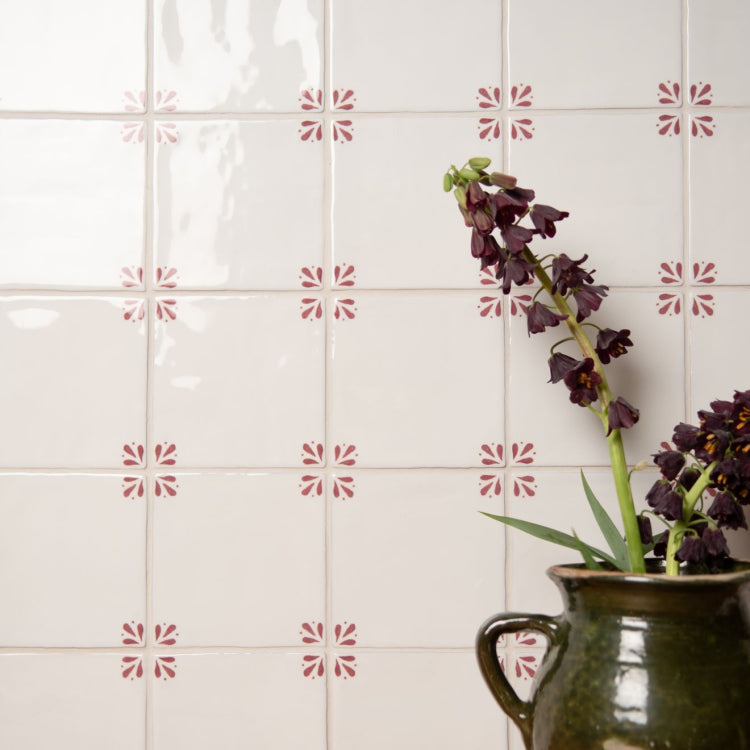 Original Style Country Delft Cornelia Burgundy Ceramic Wall Tile 13x13cm