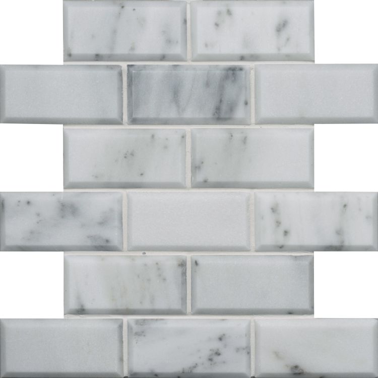 Original Style Earthworks Viano White Honed & Bevelled Brickbond Mosaic Tile 25x30cm-