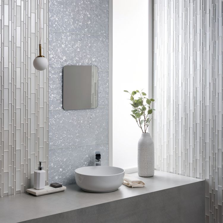 Оriginal Style Glassworks Arctic Crushed Pearl Decorative Effects Glass Tile 30x60cm-