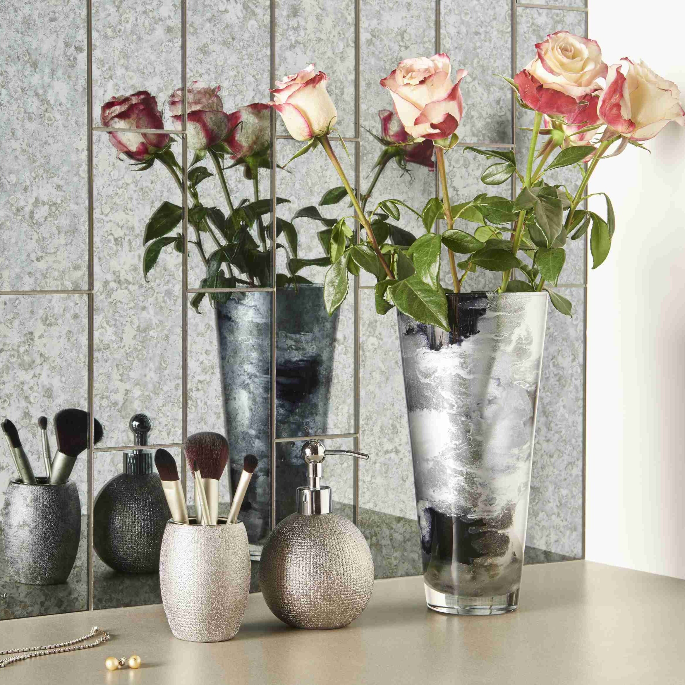Оriginal Style Glassworks Brick Antique Mirror Grey Tile 10x30cm-