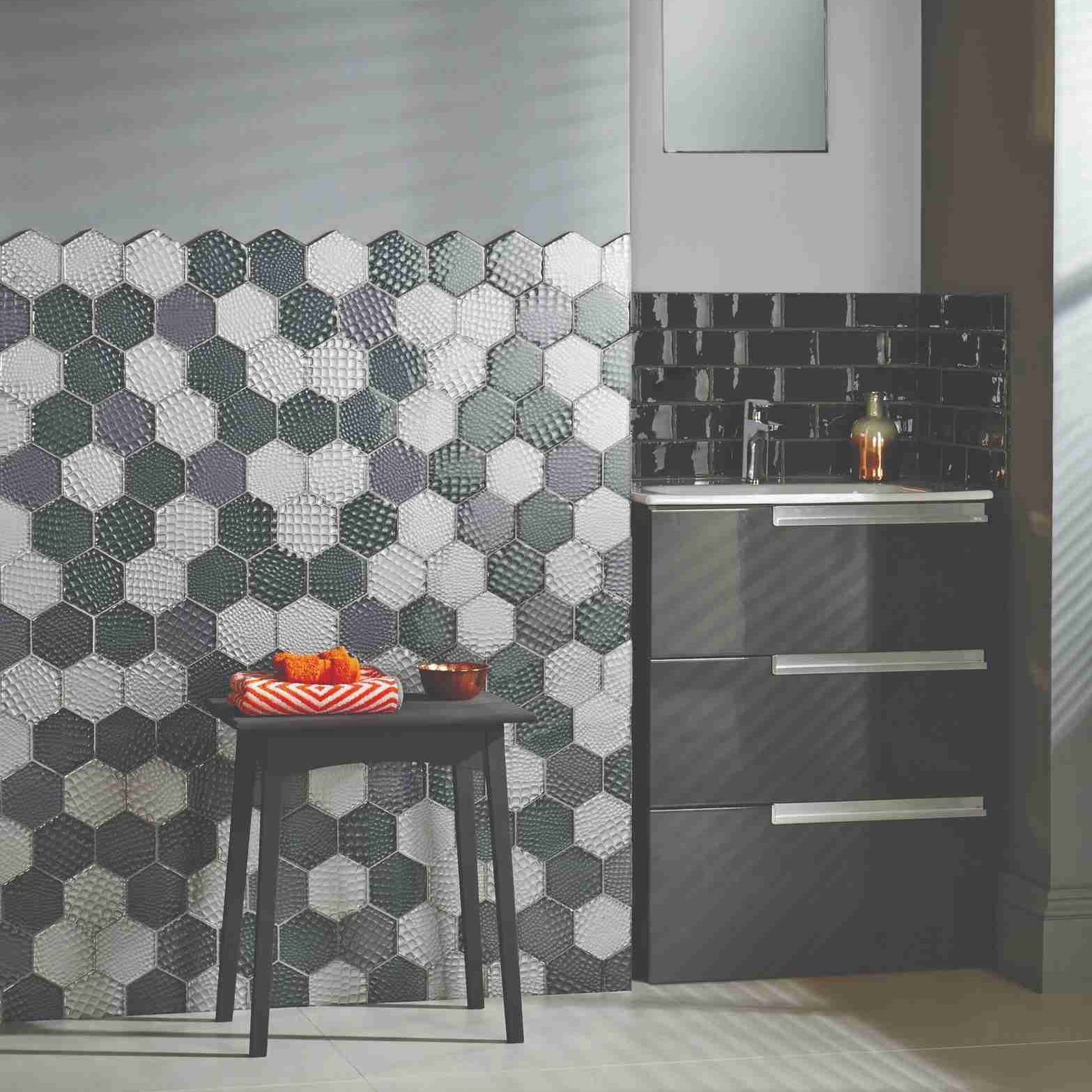 Original Style Glassworks Futura Zirconia Textured Hexagon Mosaic Tile 30x30cm-