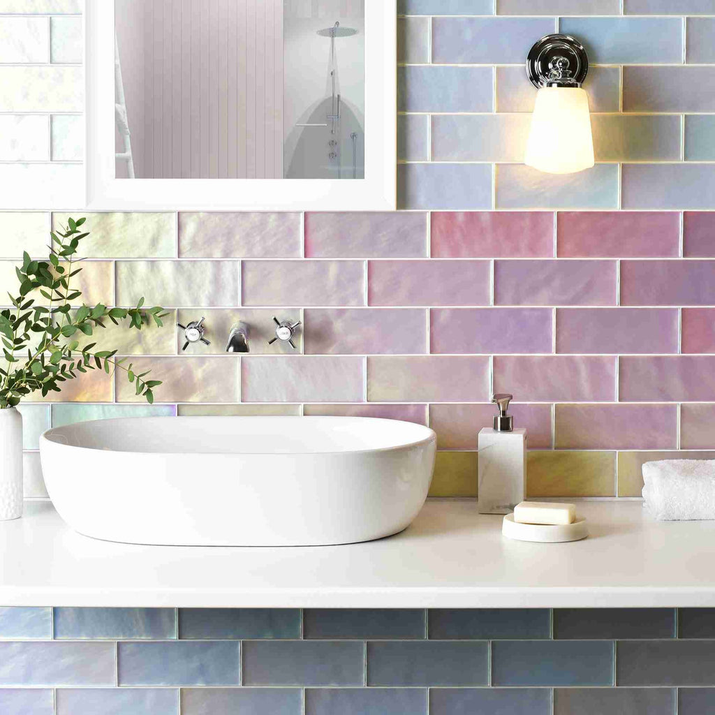 Original Style Glassworks Pearl Frost Brick Radiance Tile 8x20cm-