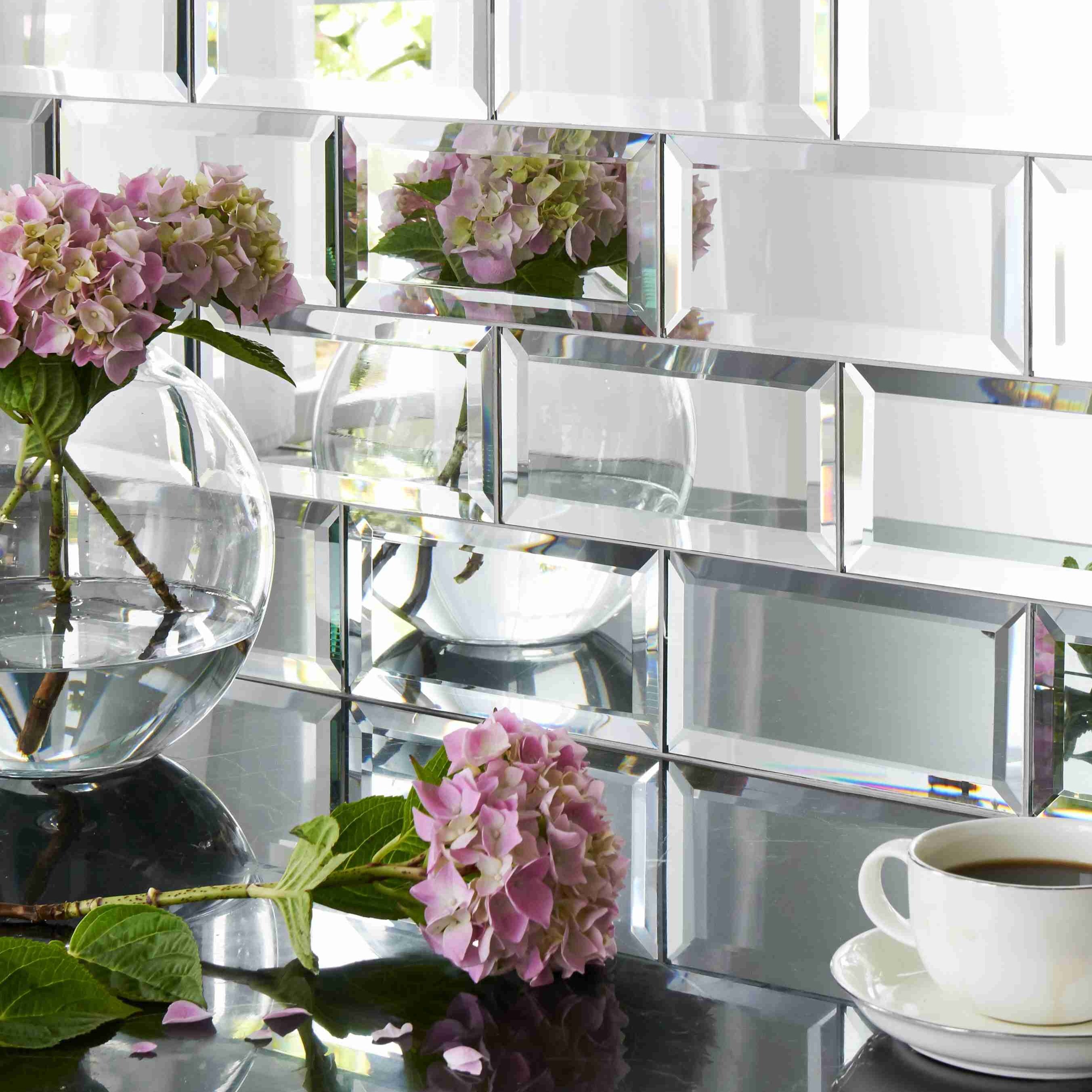 Original Style Glassworks Silver Mirror Bevel Tile 10x20cm-