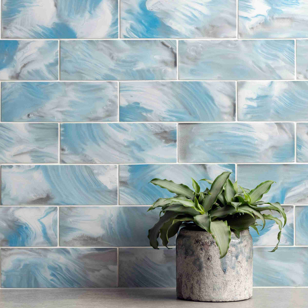 Original Style Glassworks Sky Patterned Brick Tile 8x20cm-