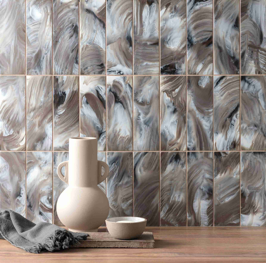 Original Style Glassworks Storm Patterned Brick Tile 8x20cm-
