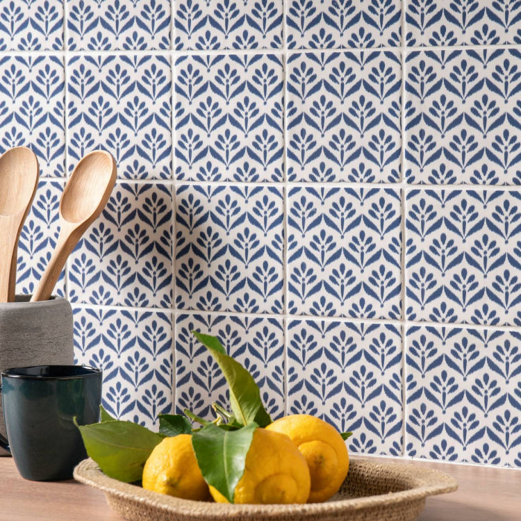 Original Style Jacquard Indigo Ceramic Wall Tile 13x13cm