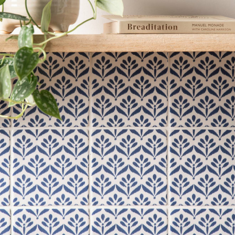 Original Style Jacquard Indigo Ceramic Wall Tile 13x13cm