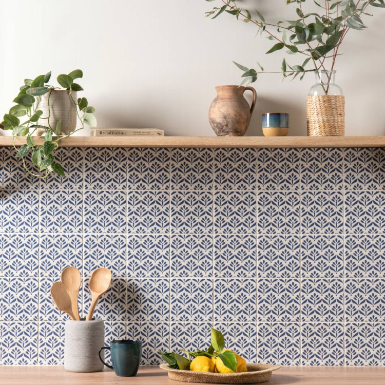 Original Style Jacquard Indigo Ceramic Wall Tile 13x13cm