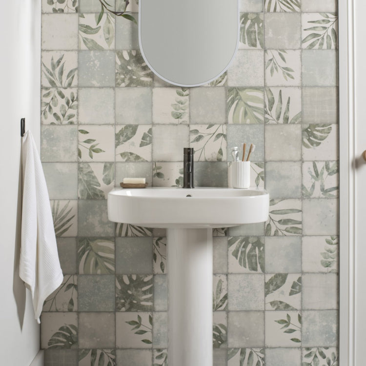 Original Style Living Patchwork Botanical Iris Ceramic Wall Tile 30x60cm