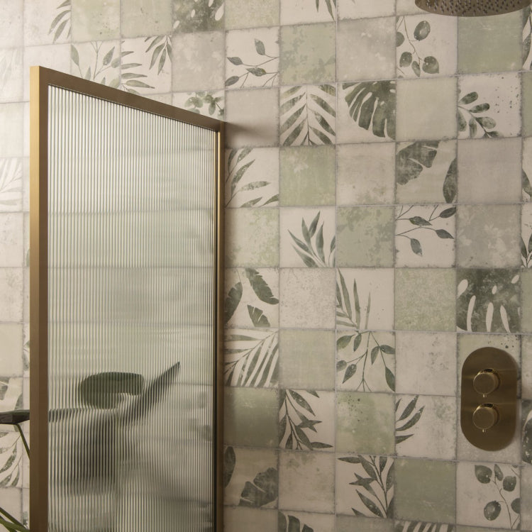 Original Style Living Patchwork Botanical Ivy Ceramic Wall Tile 30x60cm