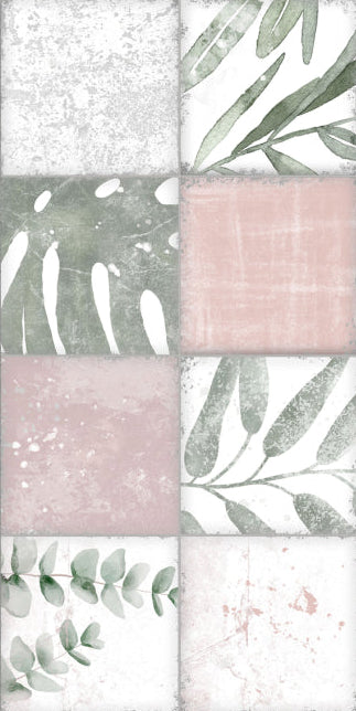 Original Style Living Patchwork Botanical Rose Ceramic Wall Tile 30x60cm