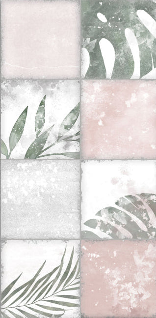 Original Style Living Patchwork Botanical Rose Ceramic Wall Tile 30x60cm