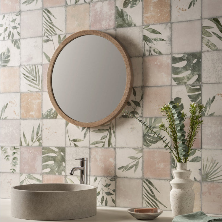 Original Style Living Patchwork Botanical Rose Ceramic Wall Tile 30x60cm