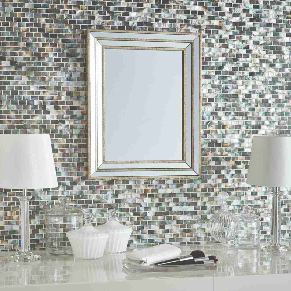 Original Style Mosaics Mother of Pearl (Dark) Brickbond Shell Mosaic Tile 31x32cm-