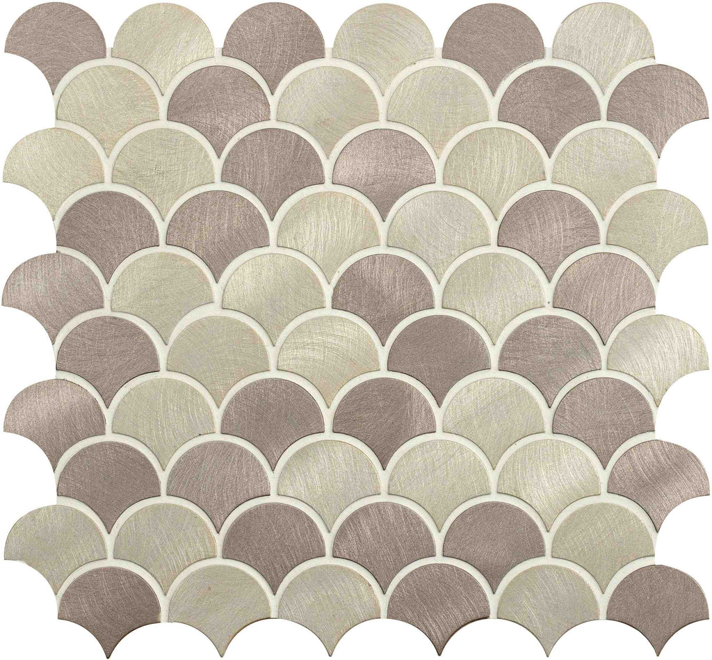 Original Style Mosaics Skoll Beige Mix Scale Aluminium Mosaic Tile 29x31cm-