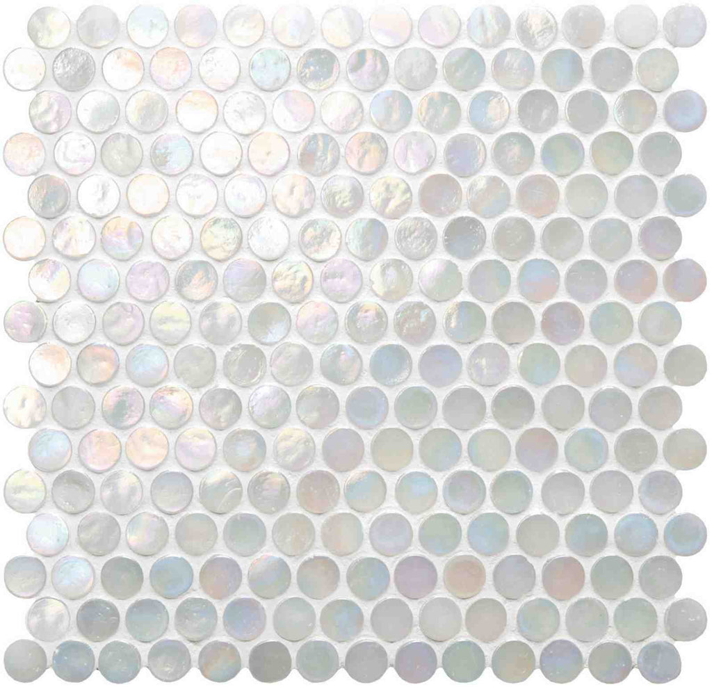 Original Style Mosaics White Lady Iridescent Round Glass Mosaic Tile 29x29cm-