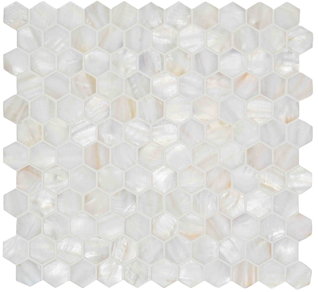 Original Style Mosaics White Pearl Hexagon Shell Mosaic Tile 29x30cm-