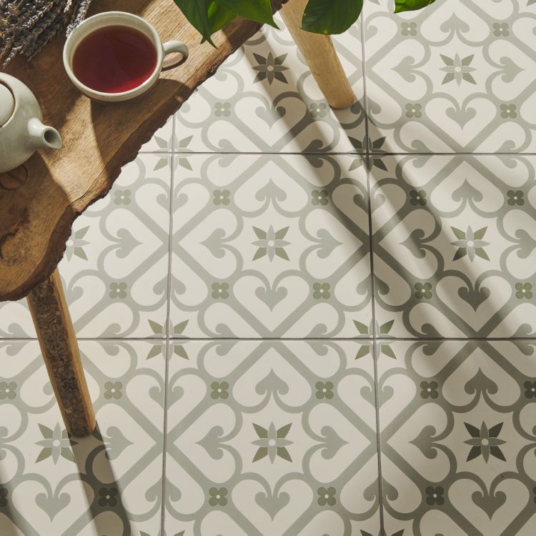 Original Style Odyssey Grande Epoque Green on Chalk Tile 30x30cm-