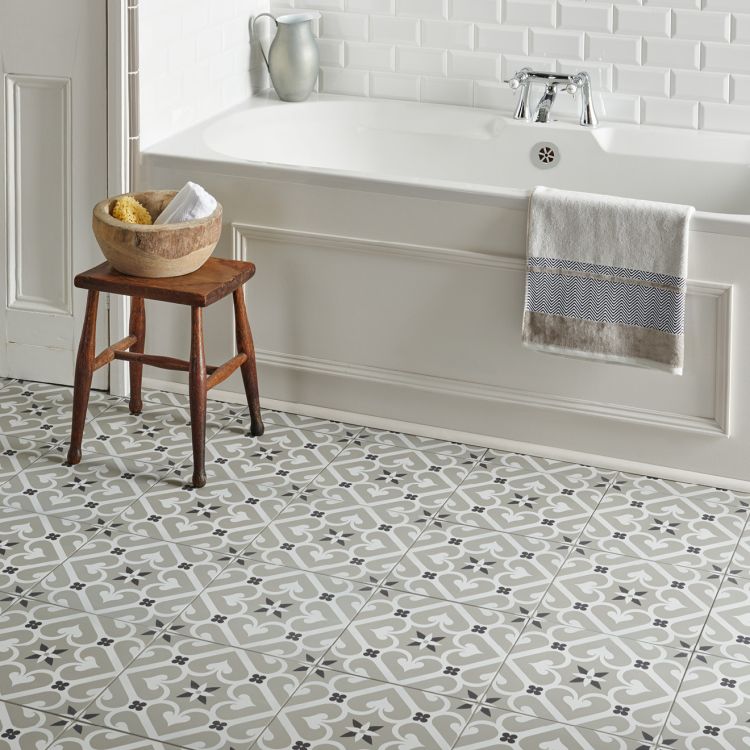 Original Style Odyssey Grande Epoque White & Dark Grey on Grey Tile 30x30cm-