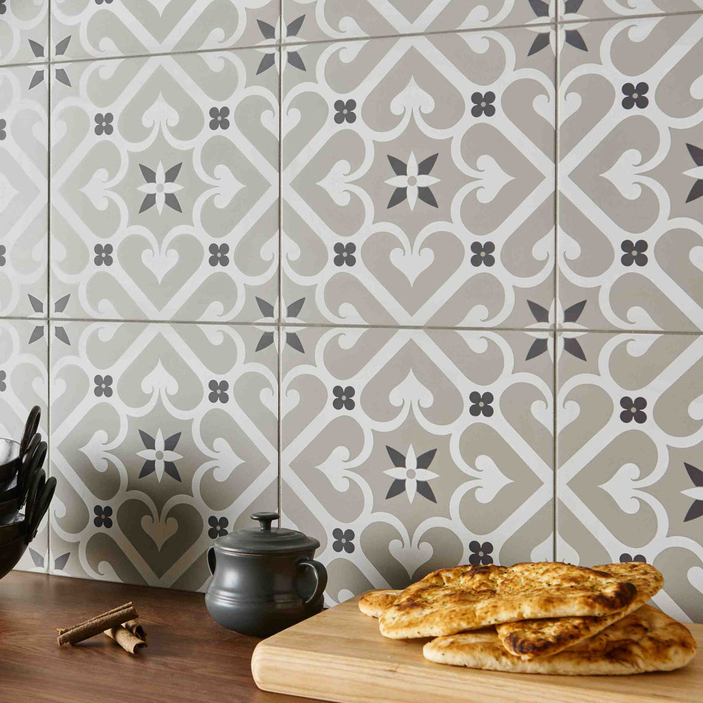 Original Style Odyssey Grande Epoque White & Dark Grey on Grey Tile 30x30cm-