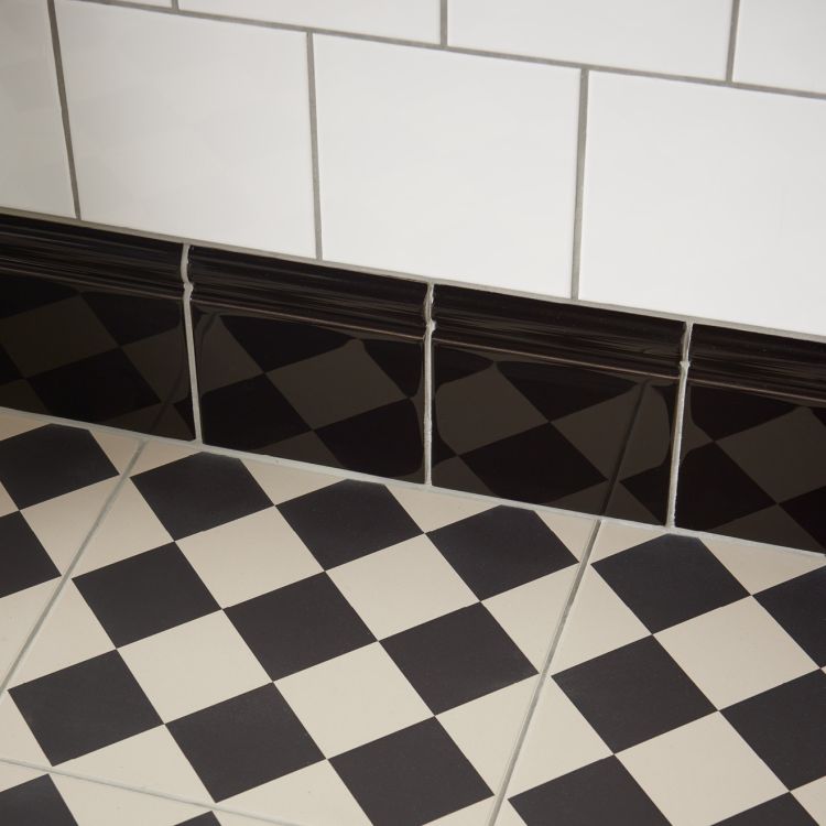 Original Style Odyssey Grande Harlequin Large Black on Chalk Tile 30x30cm-