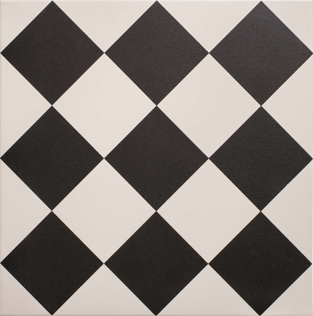 Original Style Odyssey Grande Harlequin Large Black on Chalk Tile 30x30cm-