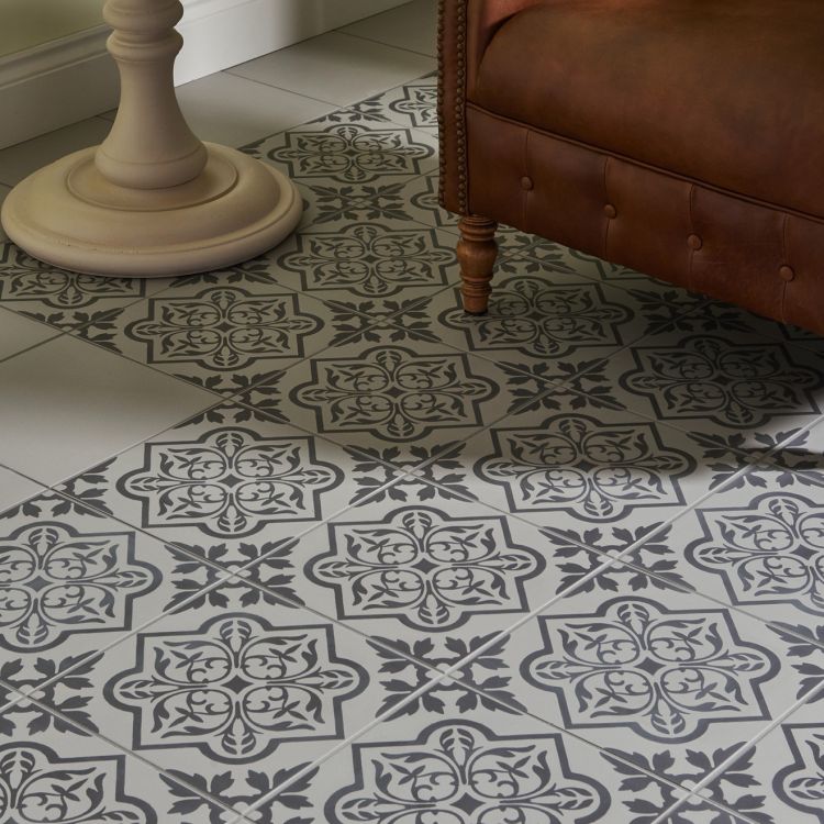 Original Style Odyssey Grande Pentillie Dark Grey on Grey Tile 30x30cm-