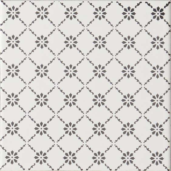 Original Style Odyssey Grey on Brilliant White Tile 15x15cm-Floral Trellis-IM-0015276