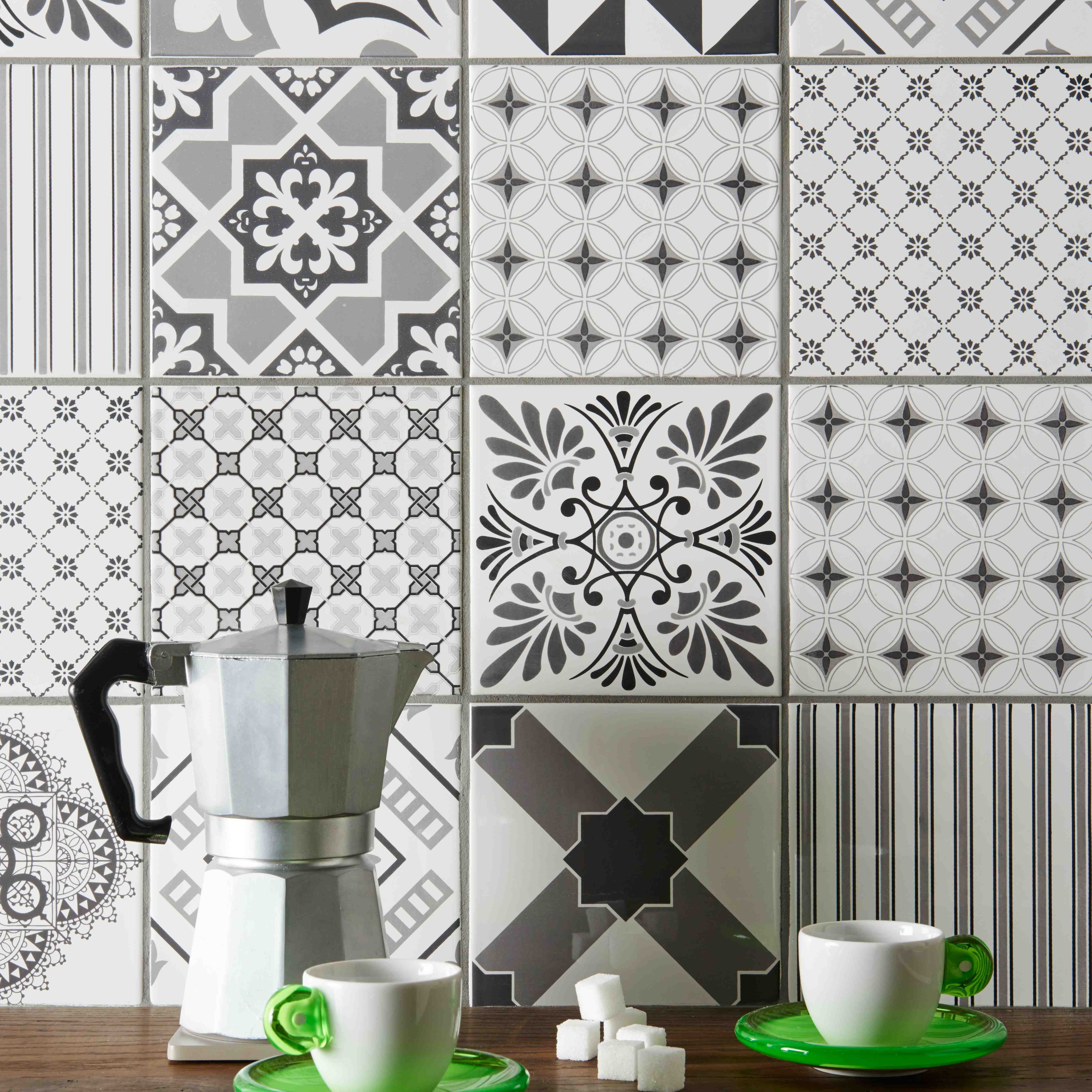 Original Style Odyssey Grey Tapestry Set-12 on Brilliant White Tile 30x90cm-