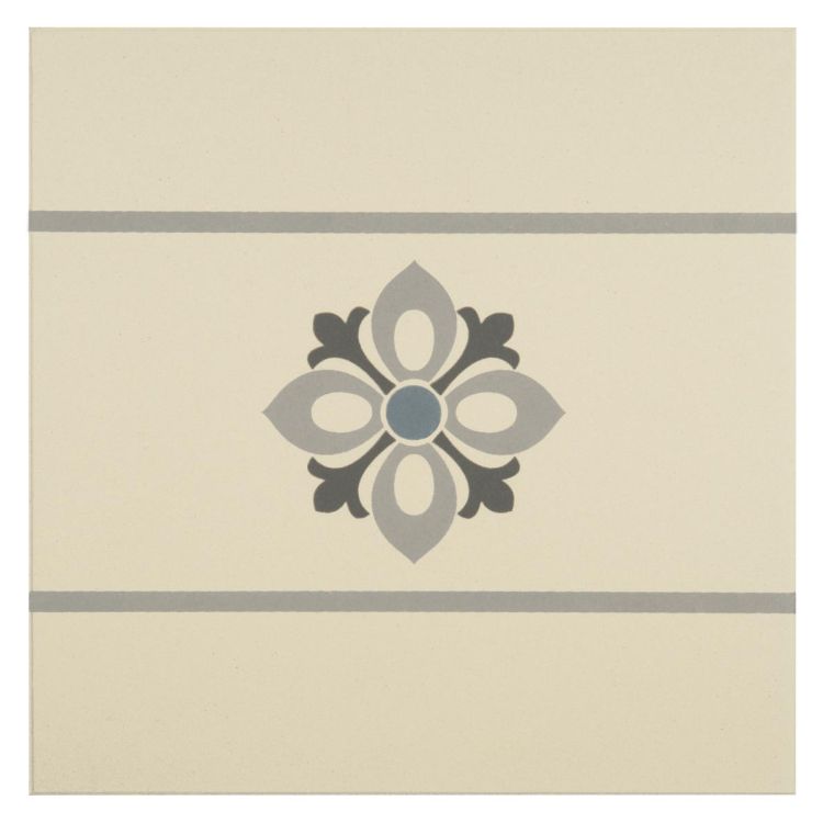 Original Style Odyssey Primo Bohemia Border Light Blue, Light Grey and Dark Grey on White 15x15cm-