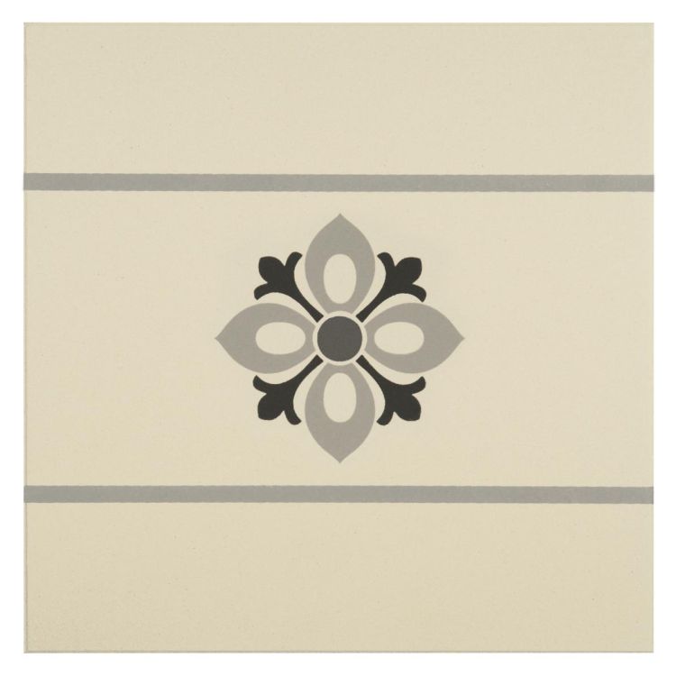 Original Style Odyssey Primo Bohemia Border Light Grey, Dark Grey and Black on White 15x15cm-