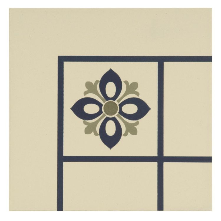 Original Style Odyssey Primo Bohemia Corner Dublin, Khaki and Dark Blue on White 15x15cm-
