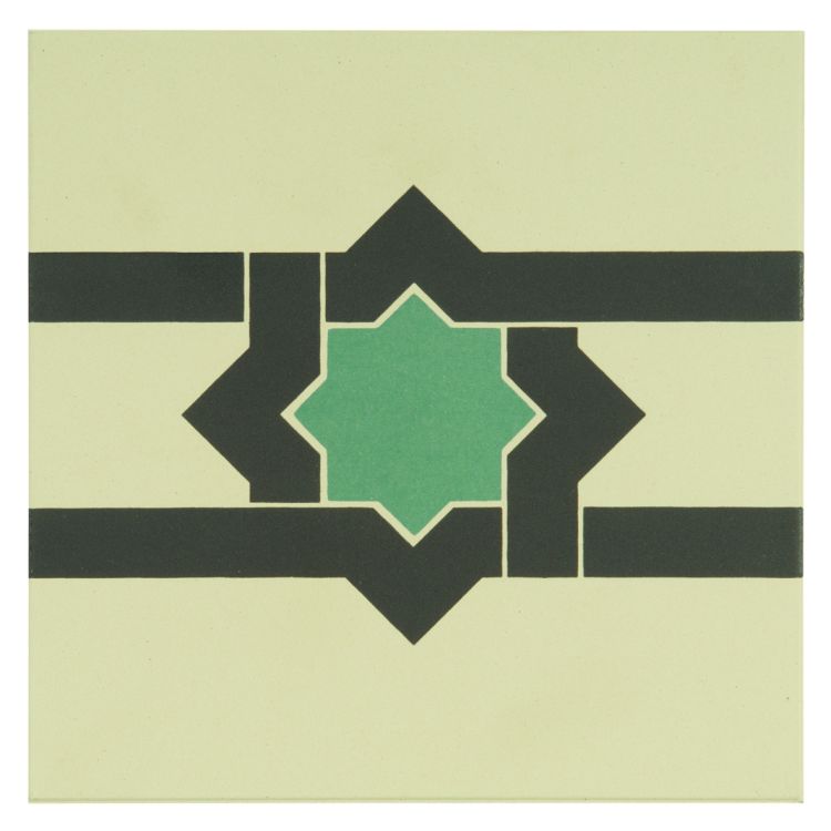 Original Style Odyssey Primo Iberian Border Dark Grey and Dark Jade on White 15x15cm-