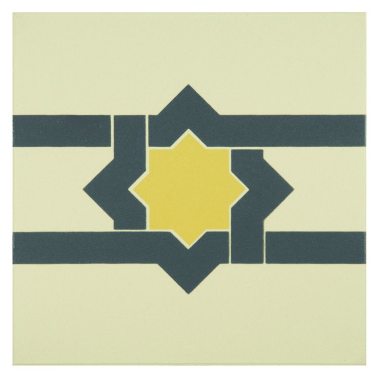 Original Style Odyssey Primo Iberian Border Summer Yellow and Dark Grey on White 15x15cm-