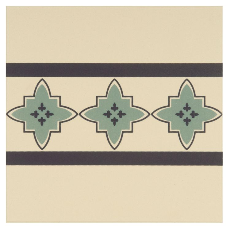 Original Style Odyssey Primo Marrakech Border Dark Blue and Dark Jade on White 15x15cm-