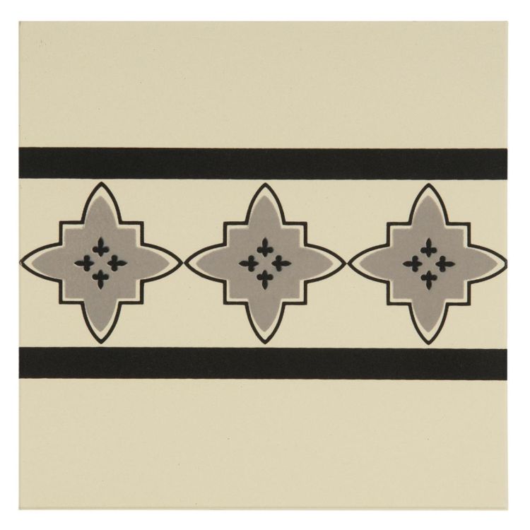 Original Style Odyssey Primo Marrakech Border Light Grey and Black on White 15x15cm-